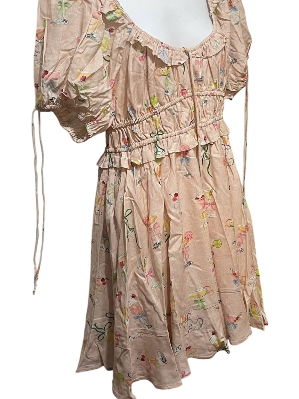 En Saison Anthea Jacklin Pink Puff Sleeve Linen Blend Babydoll Dress sz M NWT - Picture 10 of 11